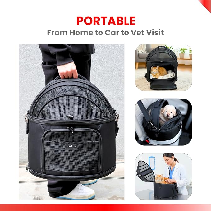 Crash-Tested Small Dog Car Seat | CPS Certified Crash Protection | 3-in-1 Portable Dog Car Seat, Indoor Enclosed Cat Bed & Round Pet Carrier | 5 Star Crash-Tested & Rated for Safe Car Travel.