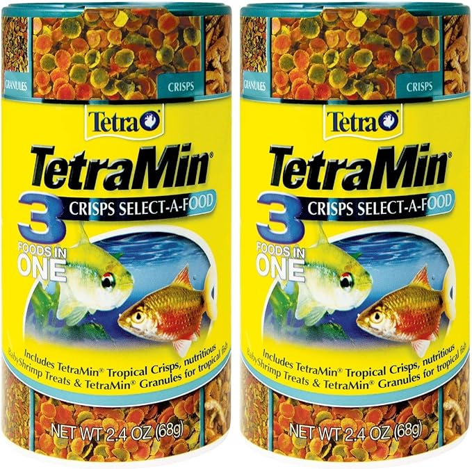 TetraMin Crisps Select-A-Food 2.4 Ounces, Fish Food, Variety Pack (77037) (Pack of 2)