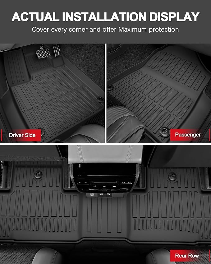 Floor Mats Fit for 2022-2026 Acura MDX - Custom Fit All Weather TPE Accessories Full Sets (Floor Mats + Cargo Liner + Backrest Mat)
