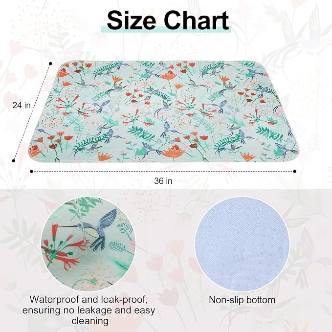 BEAUTYZOO 2 Pack Washable Pee Pads for Dogs,Reusable Puppy Pad 24x36 Floral | Waterproof Super Absorbent,Non Slip and Leak-Proof Against Urine,Whelping Pads Mats for Puppy Potty Training,Playpen,Crate