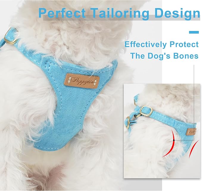 Puppytie Small Dog Harness with Multifunction Dog Leash,Lightweight Soft Adjustable No Choke Escape Proof Pet Harness Vest Pet Harness Vest,Ocean Blue,S
