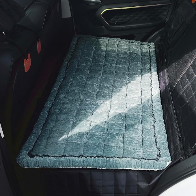 Dog Bed for Car Back Seat, Non-Slip Backseat Pet Mat for Trucks & SUVs | Plaid Flannel, Quilted PP Cotton Filling, Non-Slip Backing, Machine Washable, Fits Backseat Extenders, Trucks & SUVs
