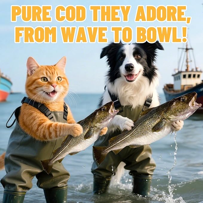 Just Try 4.76 oz Freeze-Dried Cod Bites for Dogs & Cats - High Protein, Low Fat Dog Treats - Grain-Free, Omega-3 for Joint Health