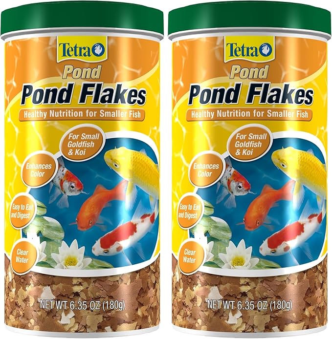 TetraPond Pond Flakes, Complete Nutrition for Smaller Pond Fish, Food for Goldfish and Koi, 6.35 Ounces (Pack of 2)