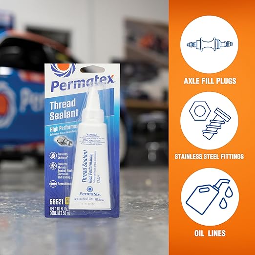 Permatex 56521 High Performance Thread Sealant, 50 ml, White