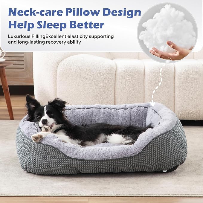 Large Dog Beds for Large Dogs Washable, Rectangle Dog Beds Large Sized Dog, Orthopedic Dog Bed, Warming Soft Sleeping Puppy Bed Durable Pet Bed with Anti-Slip Bottom L(35"x25"x10")