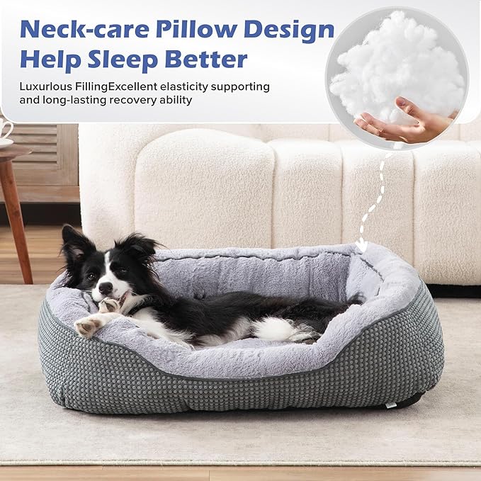 Dog Bed for Small Dogs - Washable, Orthopedic, Calming & Warming - Durable Pet Bed with Anti-Slip Bottom (25"x21"x8")