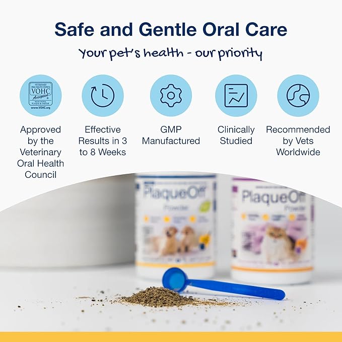 Proden PlaqueOff Powder 420g - Natural Dental Care Supplement for Dogs & Cats, Reduces Plaque & Tartar, Freshens Breath, Vet-Recommended, VOHC Approved, Dental Care for Pets, Easy Daily Use
