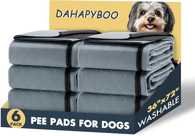 DAHAPYBOO Extra Large Washable Pee Pads for Dogs 36x72,6Pack | Reusable Puppy Pads for Dogs Non-Slip Waterproof Pet Training Pads for Crate, Playpen, Bed, Sofa,Whelping Box, Potty Training