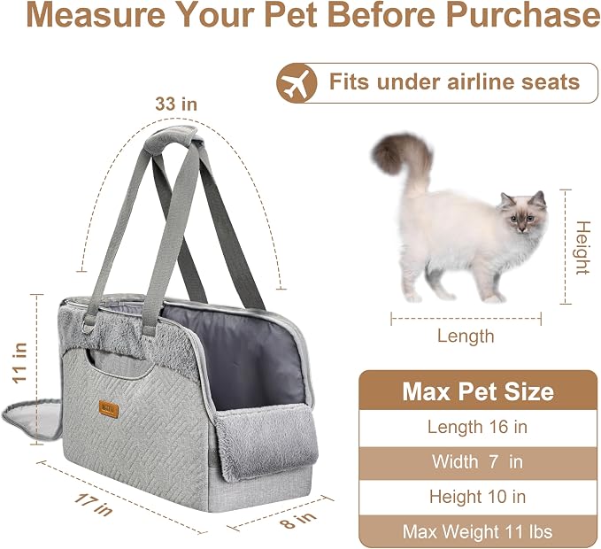 Dog Purse Carrier for Small Dogs Cats Rabbits Up to 12lbs, Lightweight Pet Sling Carriers with Large Pockets, Portable Puppy Soft Sided Tote Bag Carrier for Vet,Hiking,Travel