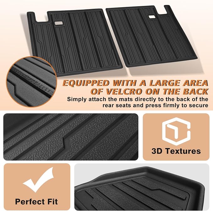 TripleAliners Trunk Mat & Rear Seatback Mat Fit for Toyota 2025 2026 4Runner All Weather TPE Liners Accessories Custom Fit 6th Generation 4Runner TPE Heavy-Duty Covers(Only for 7 Seats)