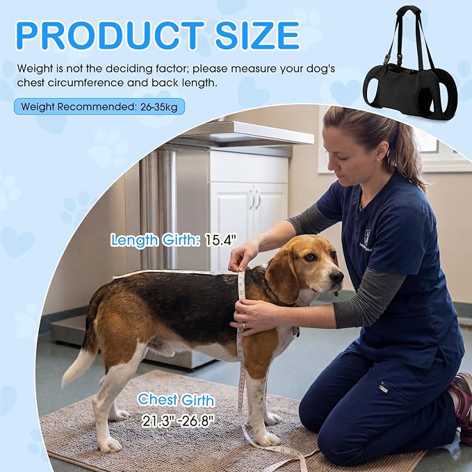 Shinylin Dog Carry Sling Emergency Backpack Pet Legs Support and Rehabilitation Dog Lift Harness Adjustable Lifting Straps Carrier for Senior Dogs Joint Injuries, Arthritis, Hiking, Skiing, Black (M)