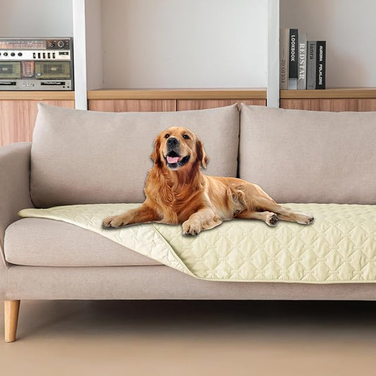 gogobunny Waterproof Blanket, Couch Covers for Dogs, Reversible Protector | 3X Stronger Leakproof, Scratch Proof Durable Furniture Protection, Stain Resistant, Washable, 30x70 Inch Dark/Light Cream