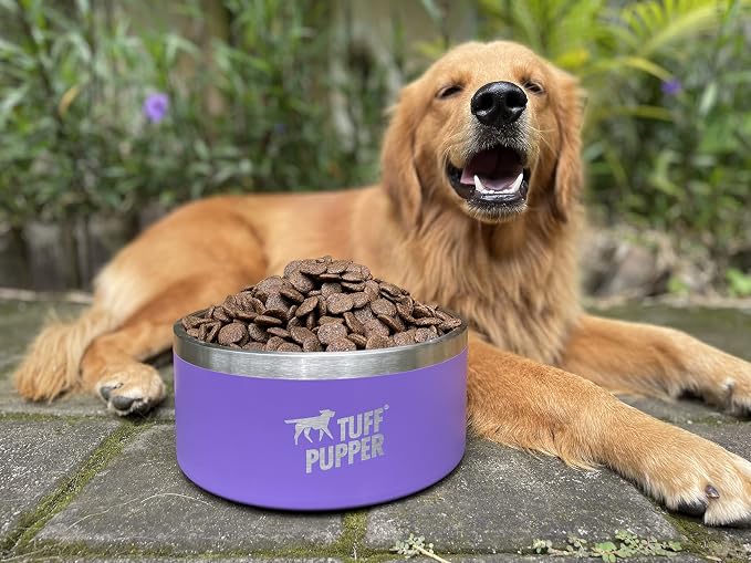 Tuff Pupper 100 oz Heavy Duty Insulated Stainless Steel Dog Bowl for Large Dogs, Non-Slip Base, Dishwasher Safe
