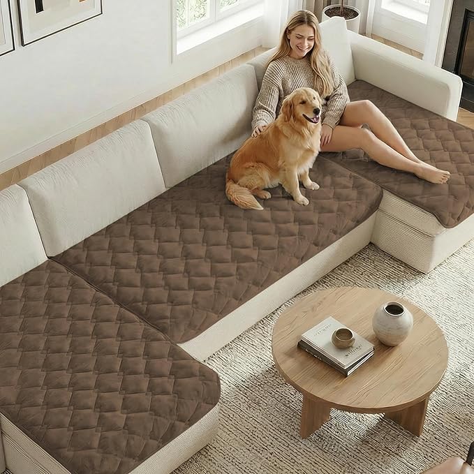 H.VERSAILTEX Chenille Couch Cover for Dogs Washable Soft Fuzzy Loveseat Covers Sectional Sofa Cover Thick Pet Couch Cover Protector Non-Slip Dog Bed Cover(Coco Mocha, 28" x 67")