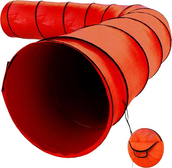 Houseables Dog Agility Tunnel, Dog Tunnel, Agility Equipment, 18 Feet, Puppy Obstacle Course, Crawling, Pet Playground, Small, Medium, Large, Indoor/Outdoor, Play, Pop Up Set, Exercise Tube, Toy, Red | Houseables Agility Equipment, Puppy Obstacle Cours...
