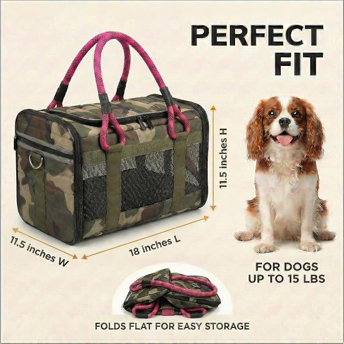 Soft-Sided Dog & Cat Carrier | for Car Rides, Vet Visits, Errands & Daily Outings | Fits Small Dogs & Cats Up to 15 lbs | 18" L x 11.5" H | Yorkies, Chihuahuas & More