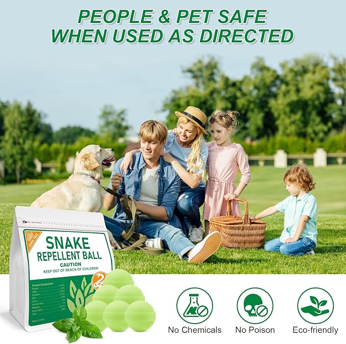 24 Pack Snake Repellent for Yard Powerful, Snake Away Repellent for Outdoors, Moth Balls for Snakes, Pet Safe Snake be Gone for Lawn Garden