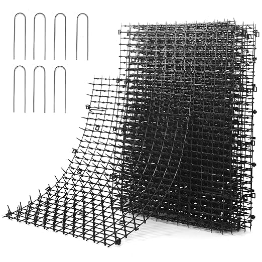 Pomeat Lot de 10 tapis anti-chats d'intérieur 40 x 30 cm avec pointes, répulsif anti-creusement pour chiens, extérieur pour jardin et clôture avec 7 agrafes