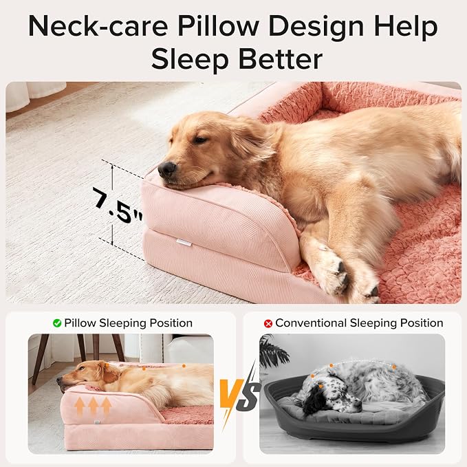 Jumbo Orthopedic Dog Bed for Extra Large Dogs, Waterproof, Egg-Crate Foam Dog Couch Bed with Washable Removable Cover, Waterproof Lining and Nonskid Bottom