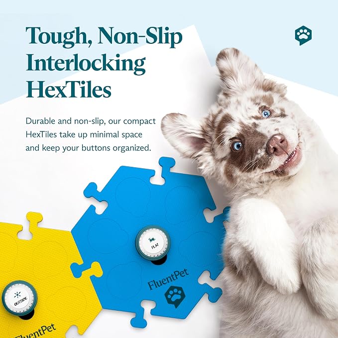 Tester Kit - Set of 2 Dog Talking Buttons & HexTiles - Customizable Cat & Dog Training Buttons for Communication - Batteries Included - Pet Buttons Gift Set