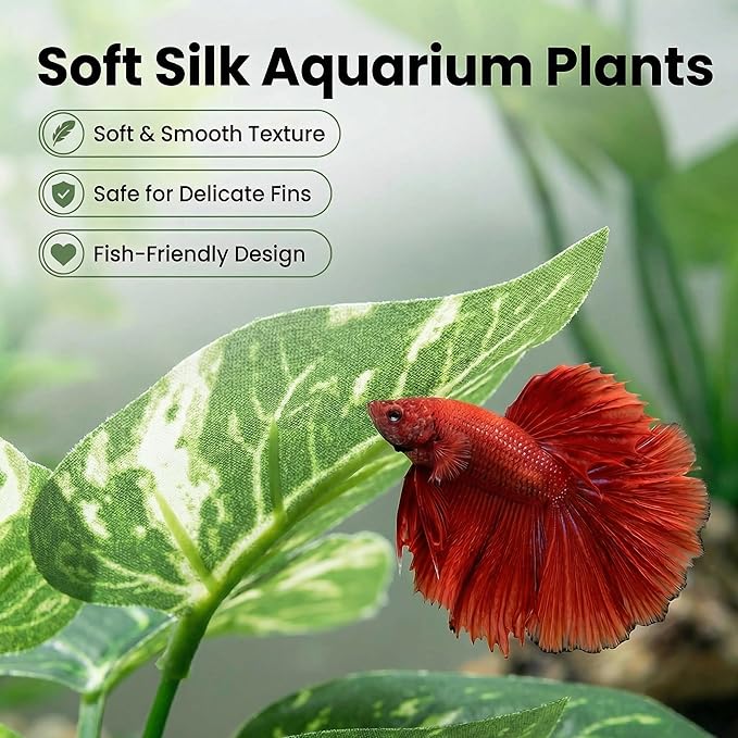 10 PCS Aquarium Decorations Silk Aquarium Plants Betta Fish Tank Decor Artificial Fish Tank Decorations Plants for Betta, Goldfish, Turtle & Reptile Tanks Ornament Accessories