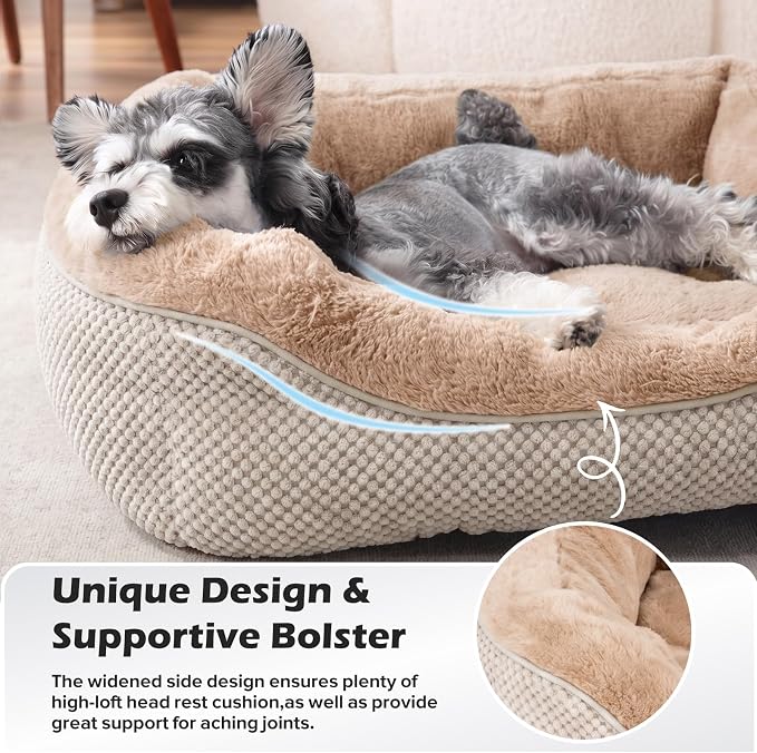 Large Dog Bed, Washable Orthopedic Warming Soft Sleeping Durable with Anti-Slip Bottom