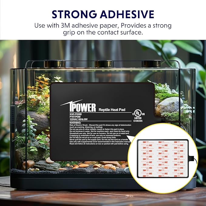 iPower Reptile Heat Pad 6X8 Inch 8W Under Tank Terrarium Warmer Heating Mat for Turtle, Lizard, Frog, Snake, Reptile, and Other Small Animals