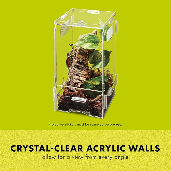 Zilla Micro Habitat Terrarium, Arboreal, with Locking Latch, for Isopods, Spiders, Insects, Small