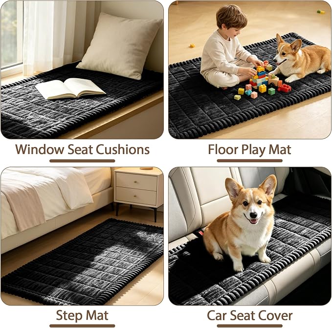 FUANGUI Waterproof Couch Cover Sofa Cover for Dogs and Pets Sofa Protector | Non-Slip Washable Fuzzy Soft Cat Bed Sofa Slipcover for 2-3 Cushion Couch Sofa Pet Friendly, Black, 27.6" x 94.5", 1 pcs