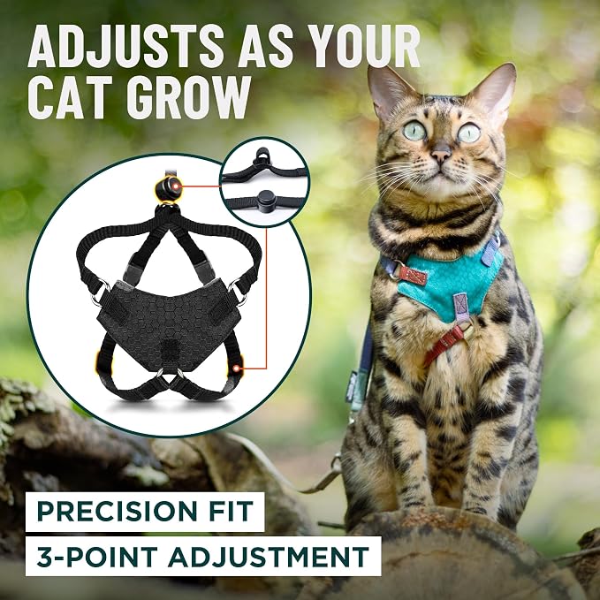 Houdini™ Escape Proof Cat Harness and Leash (Multicolor, XL) | Adjustable walking vest with 6ft lead, premium padded finish, snug secure fit, lightweight for travel and outdoor adventures