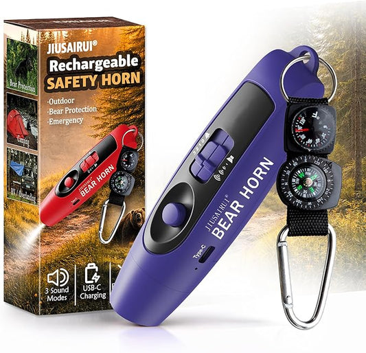 120dB Electronic Air Horn with Compass & Thermometer- Bear Horn to Scare Bears - Self Defense for Hiking
