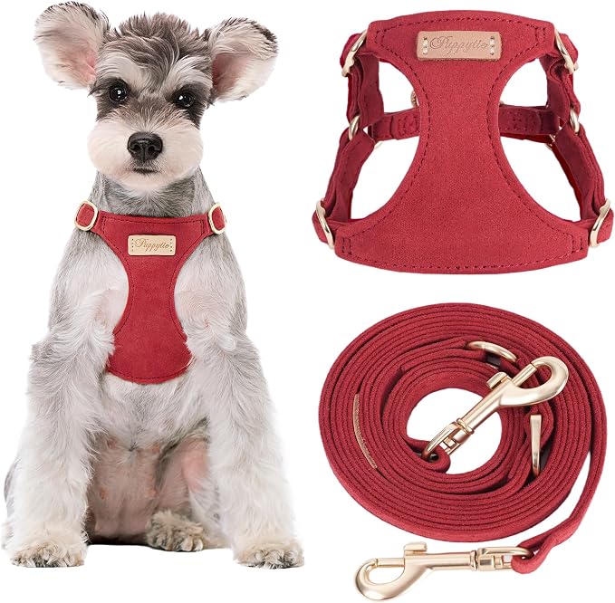 Puppytie Dog Harness with Multifunction Dog Leash,Soft Adjustable No Choke Escape Proof Pet Harness Vest for Medium Dogs or Large Dogs,red Hawthorn,M