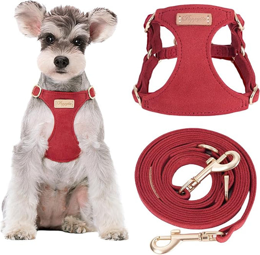 Puppytie Small Dog Harness with Multifunction Dog Leash,Lightweight Soft Adjustable No Choke Escape Proof Pet Harness Vest Pet Harness Vest,red Hawthorn,S