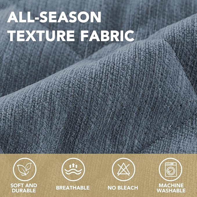 H.VERSAILTEX Chenille Couch Cover for Dogs Washable Soft Fuzzy Love Seat Couch Covers Sectional Sofa Cover Thick Pet Couch Cover Protector Non-Slip Dog Bed Cover(Stone Blue, 28" x 67")
