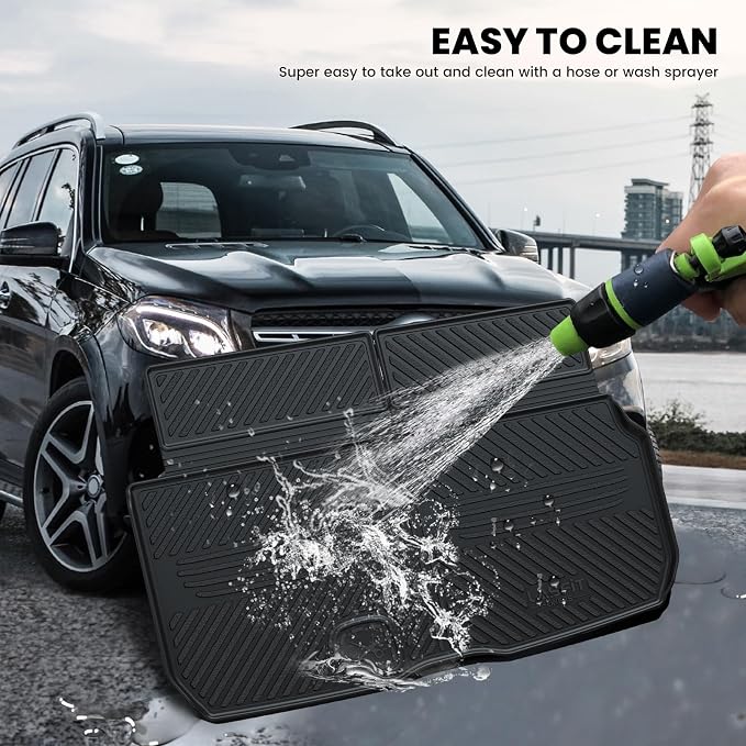 LASFIT Cargo Mat & Backrest Mat (3 Pieces) for Mercedes Benz GLS 450/580 /63 AMG 2026 2025 2024 2023 2022 2021 2020, All Weather TPE Cargo Liner Custom Fit GLS 2020-2026 Trunk Mat with Seatback