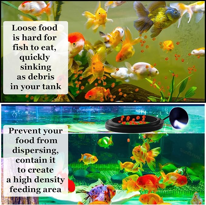 SunGrow Betta Feeding Ring, Prevent Water Turbulence from Washing Food into Filter, Practical Round Floating Food, Suitable for Guppy, Goldfish and Other Small Fish (3 Feeding Rings)