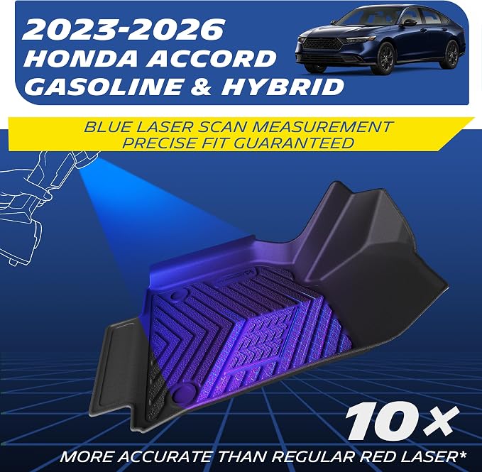 Michelin Vehicle Mats, Premier Series All-Weather TPE Custom Fit Liner for Honda Accord Gasoline & Hybrid 2023-2027 Floor Mats A(3 Piece)