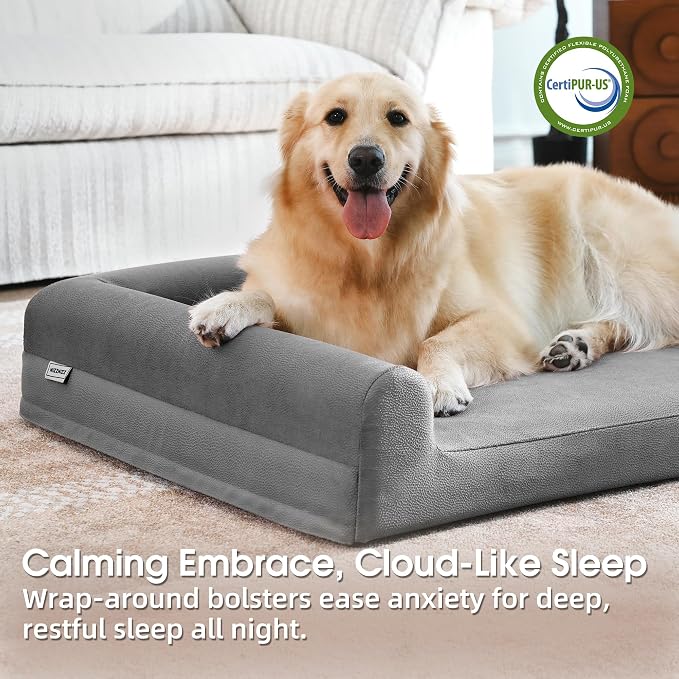 Gel Memory & High-Density Foam Orthopedic Dog Bed 44x32x7.5 Large | | Double Waterproof Cover | Machine Washable | Non-Slip Base | Fur-Resistant Tech Fabric|