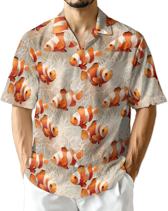 Fishing Crappie Hawaiian Shirt for Men, Button Down Summer Beach Short Sleeve, Fishing Lover Gifts, Sizes S-5XL
