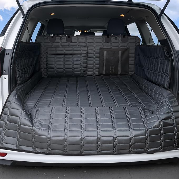 Reliadura SUV Cargo Liner for Dogs, Waterproof Pet Cargo Cover with Bumper Flap Protector, Scrachproof Non-Slip Dog Seat Mat for SUVs, Large Size Cargo Liner Universal Fit Black