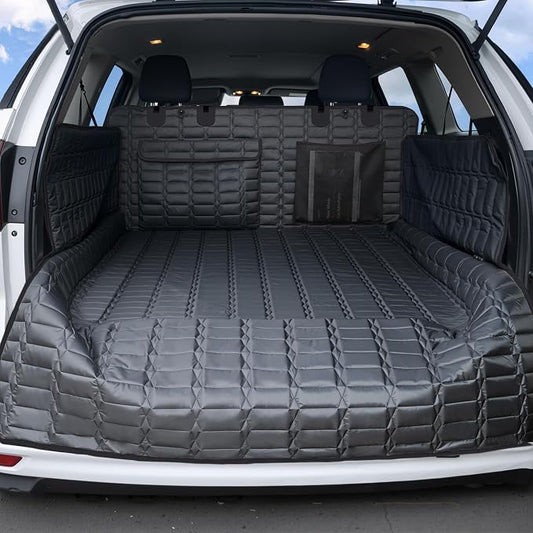 Reliadura SUV Cargo Liner for Dogs, Waterproof Pet Cargo Cover with Bumper Flap Protector, Scrachproof Non-Slip Dog Seat Mat for SUVs, Large Size Cargo Liner Universal Fit Black