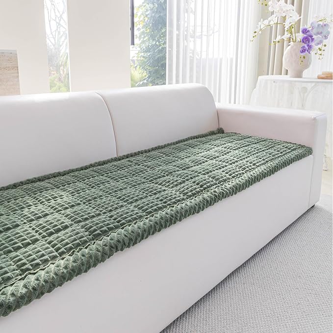 Couch Cover for Dogs Washable, Non-Slip Pet Couch Covers for Sofa, Fuzzy Dog Couch Cover Mat Thick Soft Plush for Furniture Protector (Green, 27.6" x 47.2"/70 x 120cm)