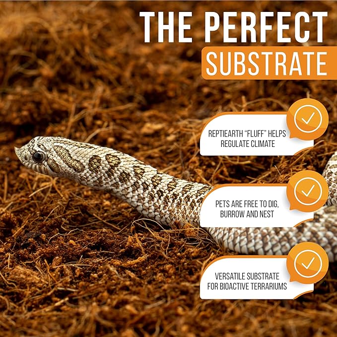 ReptiEarth Reptile Bedding, Fluffy Coconut Fiber Substrate 36 Quart Organic Coco Ready to Use for Bioactive Snake Terrarium, Lizard Tanks with Plants, for Frog, Tarantula or Hermit Crab Habitat