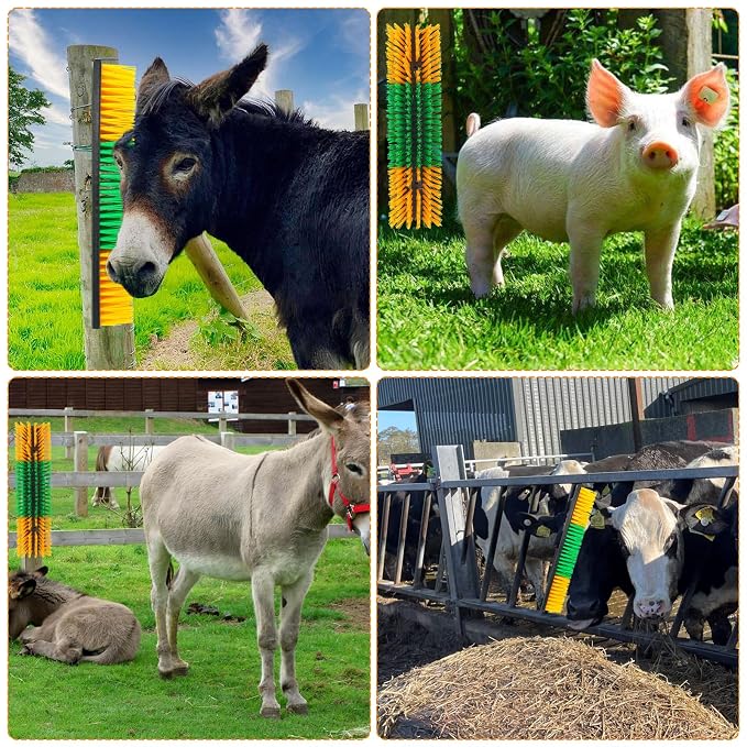 Livestock Scratch Brush Animal Back Scratching Brush for Cow | Livestock Grooming Brush Farm Animal Scratcher Livestock Itch Reliever Farm Mount‑able Brush Animal Self‑Groomer