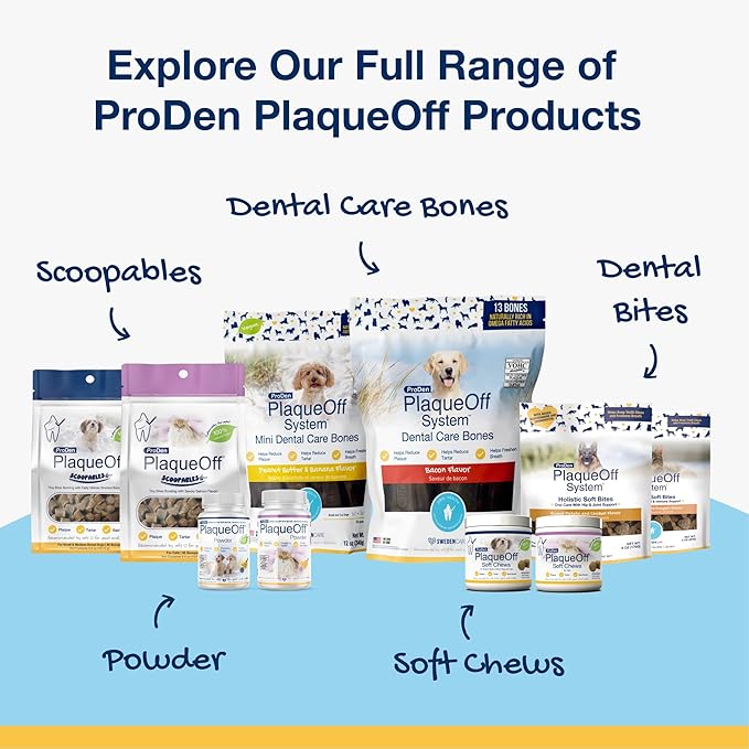 ProDen PlaqueOff Powder for Pets - Cat & Dog Breath Freshener - Plaque & Tartar Remover for Pet Oral Care - 180g (Pack of 2)