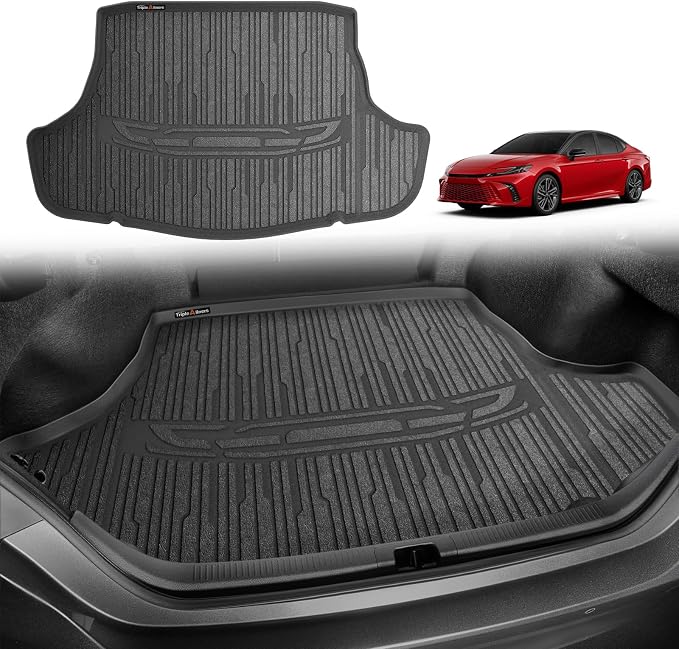 TripleAliner Trunk Floor Mat All Weather Liners Compatible with 2025 2026 Toyota Camry (Include Hybrid) Accessories TPE Carpets Trunk Liner TPE Custom Fit Protection Car Mats