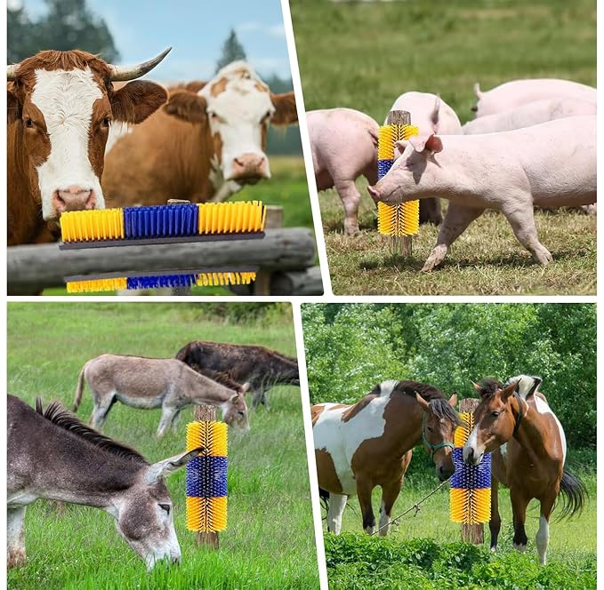 2/4PCS Livestock Massage Brush, Horse Cow Goat Pet GroomingTools | Durable livestock massage brush with 8 screws, ideal for horses, cows and goats grooming, cleaning