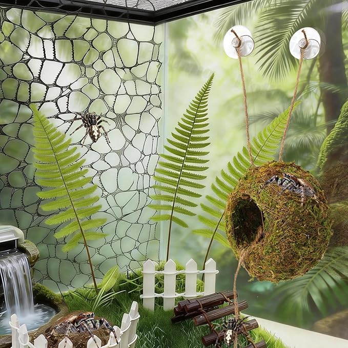 Jumping Spider Moss Cave Hide, Round Yellow Small Spider Moss Hideout, Jumping Spiders Cave Accessory for Reptile Terrarium