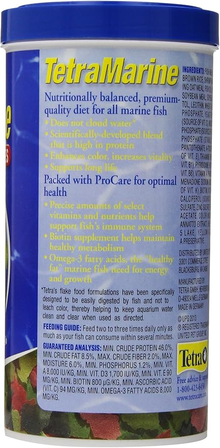 Tetra TetraMarine Large Saltwater Flakes, Nutritionally Balanced Fish Food for Saltwater Fish, 5.65 oz (Pack of 2)